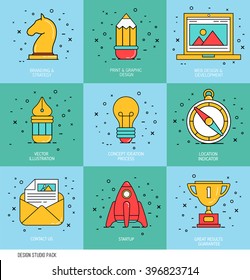 Futuristic vector pack of abstract web icon. Flat outline website icons. Design of sign  pictogram for site slider. Unique business prints.