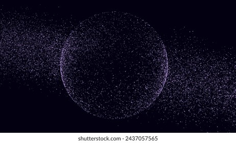 Futuristic vector purple sphere of particles and lines. Network connection big data. Abstract technology background.