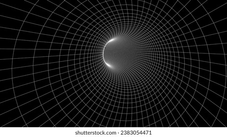 Futurista vector portal de círculo de ciencia ficción en el espacio. Túnel ai negro 3D con puntos y líneas. Resumen de datos de agujero de gusano digital. Partícula de flujo por embudo. Fantasía circunvala el vórtice sobre el fondo oscuro.