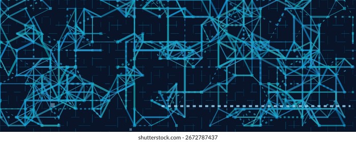 Futuristic vector tech background with blue geometric lines and abstract connections.