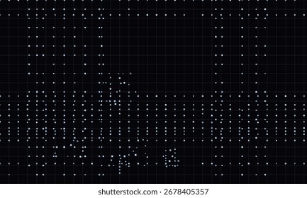 Fundo tecnológico vetor futurista com grade azul e padrão de pontos digitais.