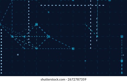 Vetor futurista fundo técnico com grade geométrica e padrões pontilhados.