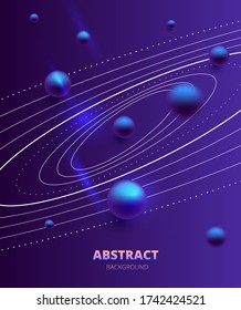 futuristic vector template in dark colors with flowing lines and blue balls