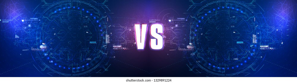 Futuristic versions screen. Vs Fight background for battle, competition and game. red vs blue. Vector Illustration