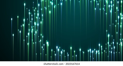 Futuristic vertical line beams speed motion vector. Geometric neon teal electric elements. Electronic technology lines shift up visual pattern. Speed motion modern background.