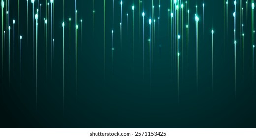 Futuristic vertical line streams speed motion concept. Tech neon teal electronic particles. Business lines shift up visual design. Speed motion progressive background.
