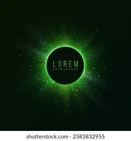 Futuristic vibrant abstract background with a radial burst of light and energy emanating from the center. emits Blue, Red, Yellow, Green glowing particle effects. Vector illustration of light effect.