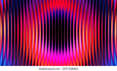 Futuristic vibrant circular gradient pattern with ribbed fractal glass texture blending smooth radiant colors. Bold dynamic abstract background perfect for creative digital design. Vector illustration
