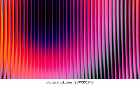 Futuristic vibrant circular gradient pattern with ribbed fractal glass texture blending smooth radiant colors. Bold dynamic abstract background perfect for creative digital design. Vector illustration