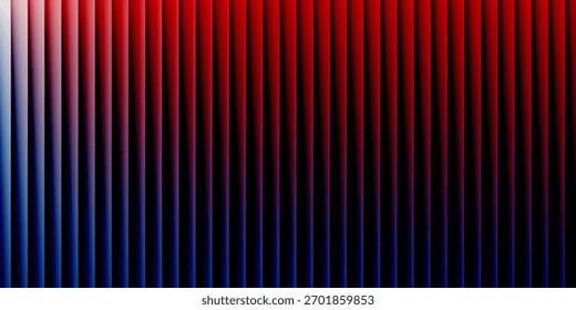 Líneas acanaladas de Vertical vibrantes futuristas que distorsionan el gradiente diagonal azul rojo vivo. Vívido y colorido visual perfecto para el diseño moderno, fondos de tecnología, o proyectos publicitarios creativos