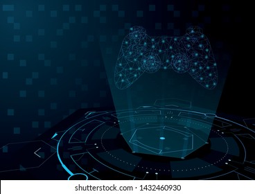 Futuristic video game controller on a dark background.Vector illustration.