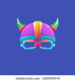 casco a todo color de viking futurista, perfecto para tienda de juegos, programador de juegos, análisis de juegos, fans de juegos en blogs o canales de vlog, comunidad, etc