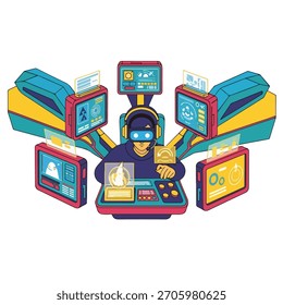 Futuristic Virtual Digital Space Illustration