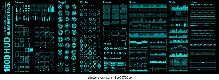 Futuristic virtual graphic touch user interface, Mega set Futuristic Hud elements