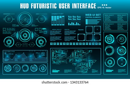 Futuristic virtual graphic touch user interface, HUD dashboard display virtual reality technology screen