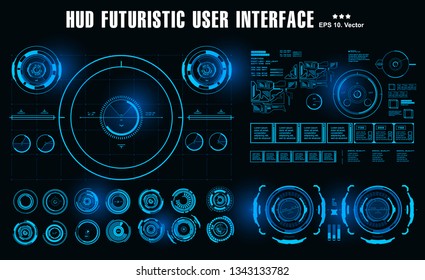 Futuristic virtual graphic touch user interface, HUD dashboard display virtual reality technology screen