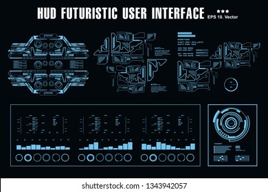 Futuristic virtual graphic touch user interface, HUD dashboard display virtual reality technology screen, target