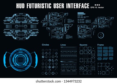 Futuristic virtual graphic touch user interface, HUD dashboard display virtual reality technology screen, target