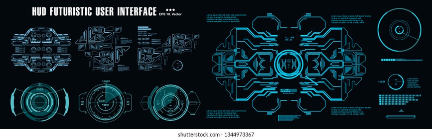 Futuristic virtual graphic touch user interface, HUD dashboard display virtual reality technology screen, target