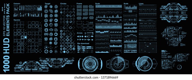 Futuristic virtual graphic touch user interface, Mega pack set Futuristic Hud elements