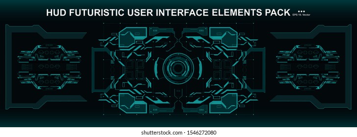 Futuristic virtual graphic touch user interface, HUD interface elements. HUD dashboard display