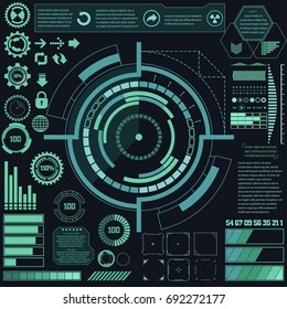 Futuristic virtual graphic touch user interface elements for  web applications, display hologram circles,  infographic frames. Vector