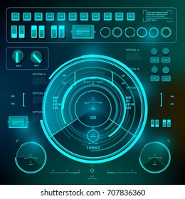 Futuristic virtual graphic touch user interface, HUD