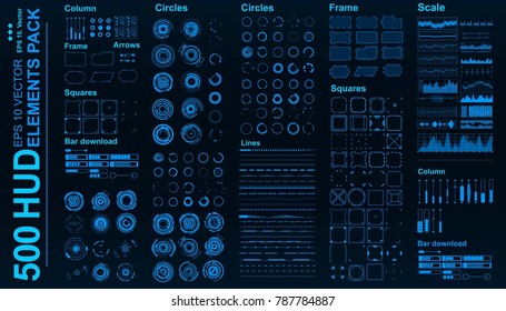 Futuristic virtual graphic touch user interface, Mega set Futuristic Hud elements