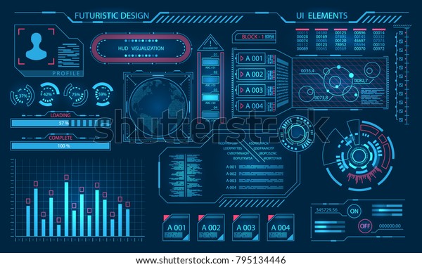 未来的な仮想グラフィックユーザーインターフェイス Hudエレメント イラストベクター画像 のベクター画像素材 ロイヤリティフリー