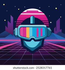 Headset de realidade virtual futurista, VR, Cyber