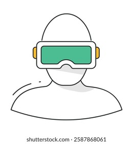 A futuristic virtual reality icon symbolizing VR headsets, simulations, and digital experiences. Ideal for gaming, education, and entertainment.