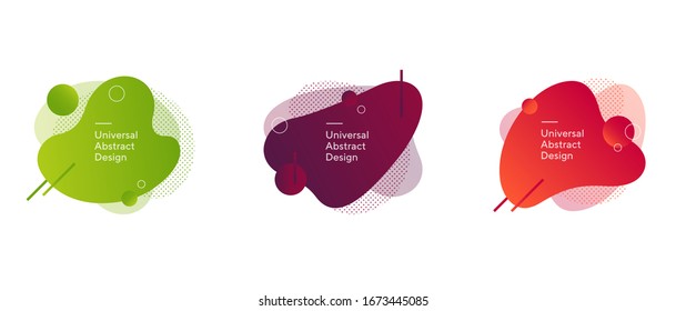 Futuristic vivid collection of abstract elements. Geometric colorful shapes and lines. Flowing design for banners, flyers, presentation slides, and web design. Vector illustration