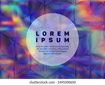 Futuristic voucher geometric holographic vector background. Abstract graphic design elements. Glowing abstract geometric template for voucher design.