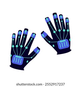 Futuristic VR or AR gloves technology trendy flat illustration isolated on white background. For web and mobile graphic design. Modern technology and new experience