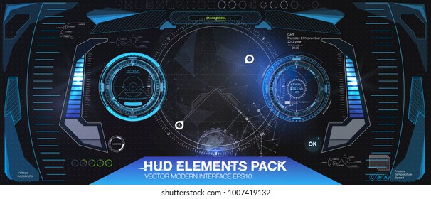 Futuristic VR Head-up Display Design. Sci-Fi Helmet HUD. Future Technology Display Design.