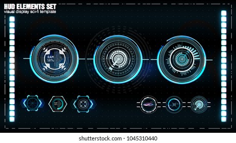 Futuristic VR Head-up Display Design. Sci-Fi Helmet HUD. Future Technology Display Design.
