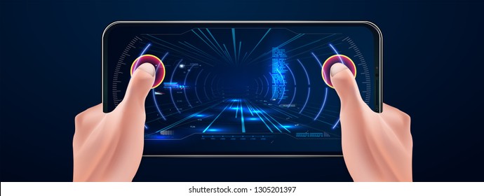  Futuristic VR Head-up Display Design. Future Technology Display Design. Vitrual Reality in HUD UI style. User Hands Controls Abstract Tech Elements Virtual Digital Dashboard