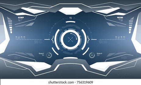 Futuristic VR Head-up Display Design.  Sci-Fi Helmet HUD