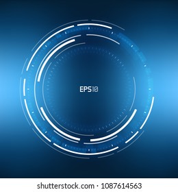 Futuristic VR HUD Frosted Glass Circle Background. Virtual Reality Technology Design. Sci-Fi Template for Games, Banners, Interface, Artificial Intelligence Graphical User Interface and other