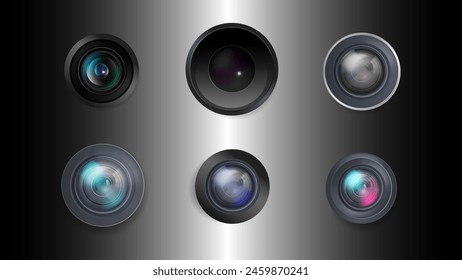 Futuristic wallpaper of camera lens with metallic background