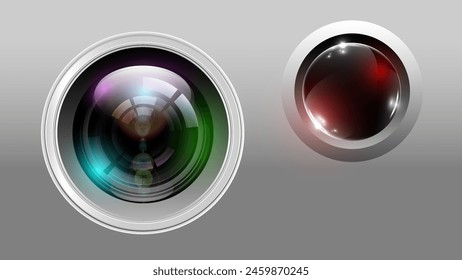 Futuristic wallpaper of camera lens with metallic background