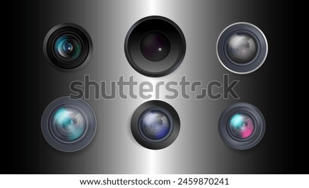 Futuristic wallpaper of camera lens with metallic background