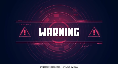 Futuristic Warning HUD Interface With Alert Signs