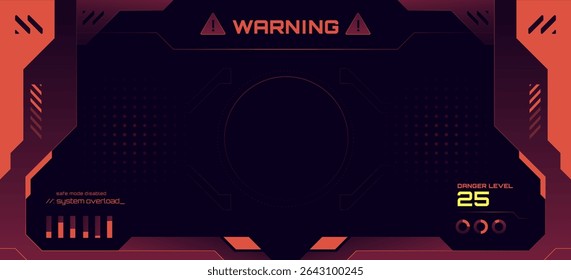 Sinais de Aviso Futuristas no Fundo Vermelho de Gradiente