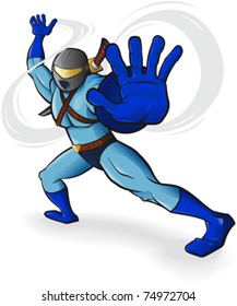 Futuristic warrior with a helmet and a samurai sword
