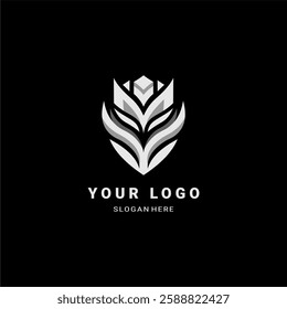  Futuristic Warrior Mask Logo. Bold and Modern Symbol