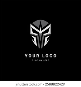  Futuristic Warrior Mask Logo. Bold and Modern Symbol