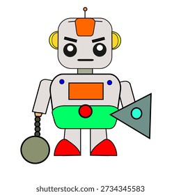 Futuristic warrior robot animation ready for battle with a strong design and realistic details. Perfect for science fiction military themes, defense technology, artificial intelligence, games, films, and multimedia projects