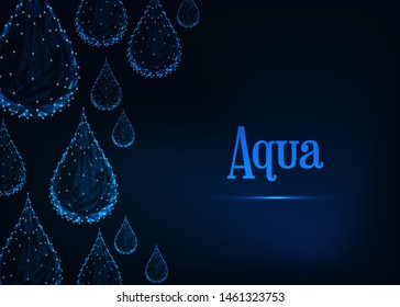Futuristic water drops background with copyspace and text aqua. Modern design vector illustration. 