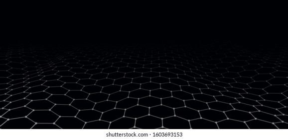 Futuristic wave. Abstract landscape frame. Vector perspective grid.
